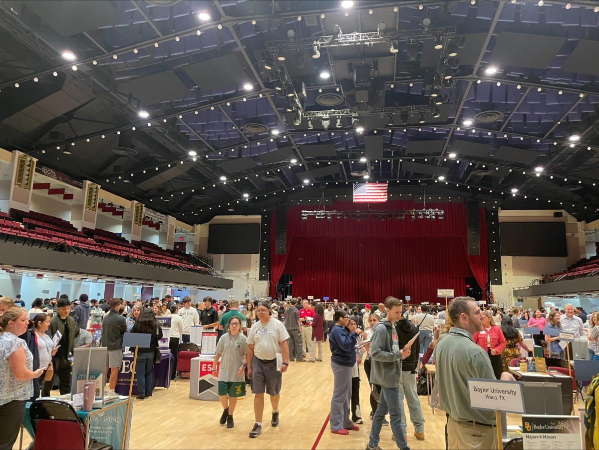 Students gather at the College Fair.