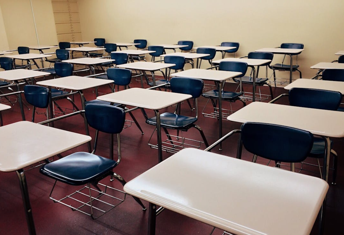 “An empty classroom — AI has taken over the teacher’s role.“