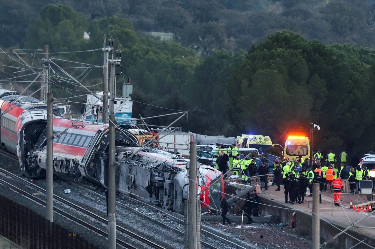 Emergency personnel work next to one of the trains involved in the accident, near Adamuz, in Cordoba, Spain, January 19. REUTERS/Susana Vera