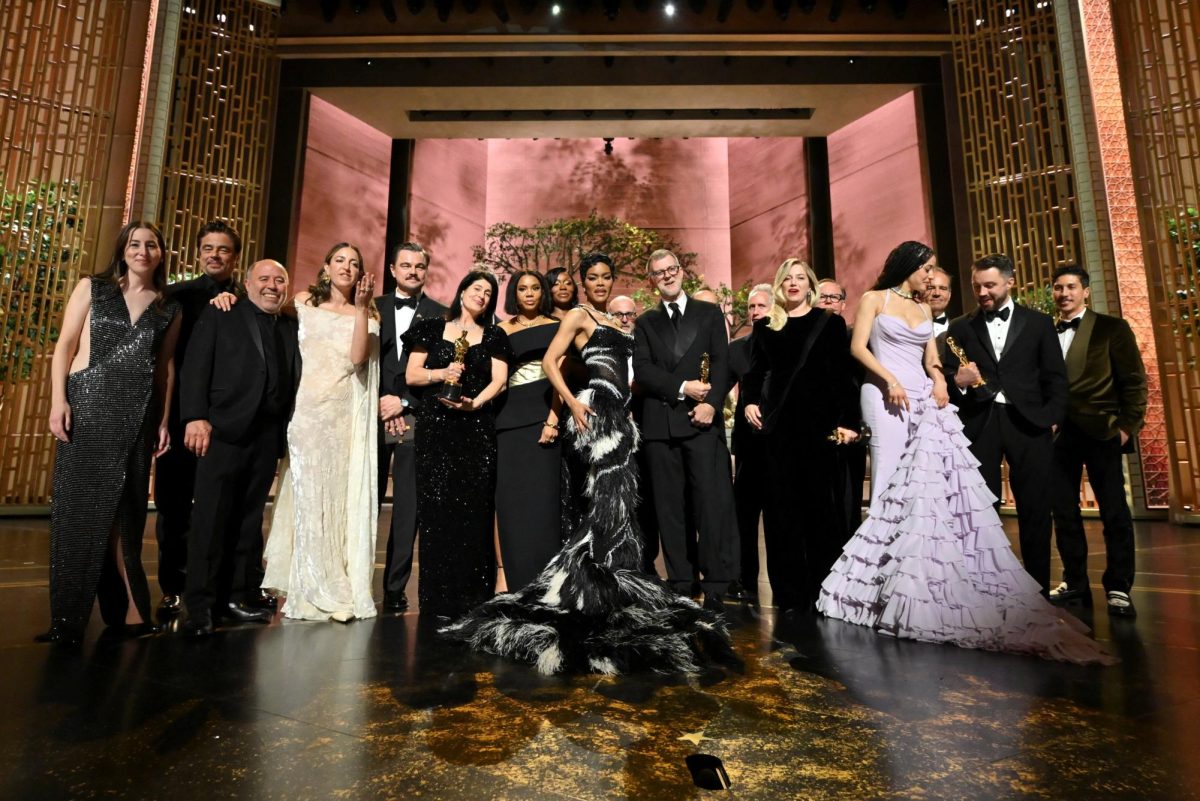Director Paul Thomas Anderson and cast members pose after winning the Oscar for Best Picture for "One Battle after Another" at the 98th Academy Awards in Hollywood, Los Angeles, California, U.S., March 15, 2026. Richard Harbaugh/The Academy/Handout via REUTERS