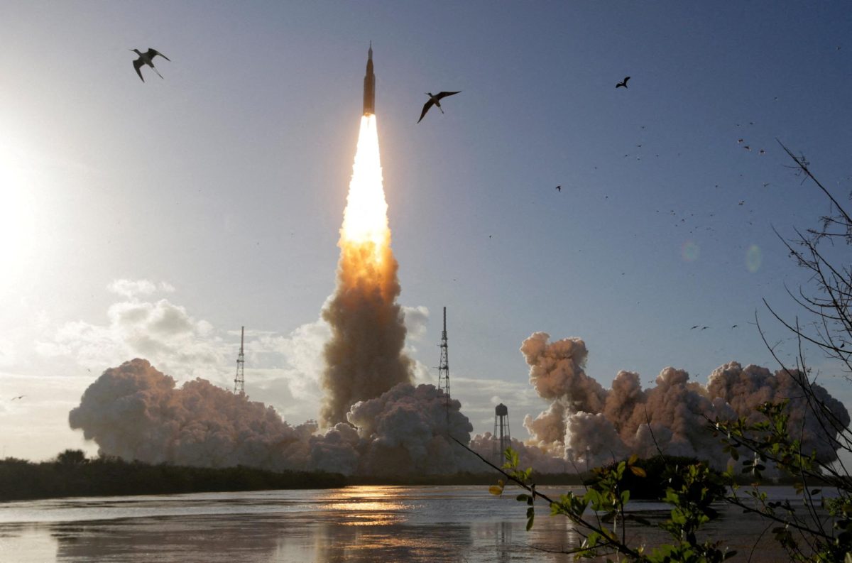 NASA's Artemis II mission to fly by the moon, comprising of the Space Launch System (SLS) rocket with the Orion crew capsule, lifts off from the Kennedy Space Center in Cape Canaveral, Florida, U.S., April 1, 2026. REUTERS/Joe Skipper