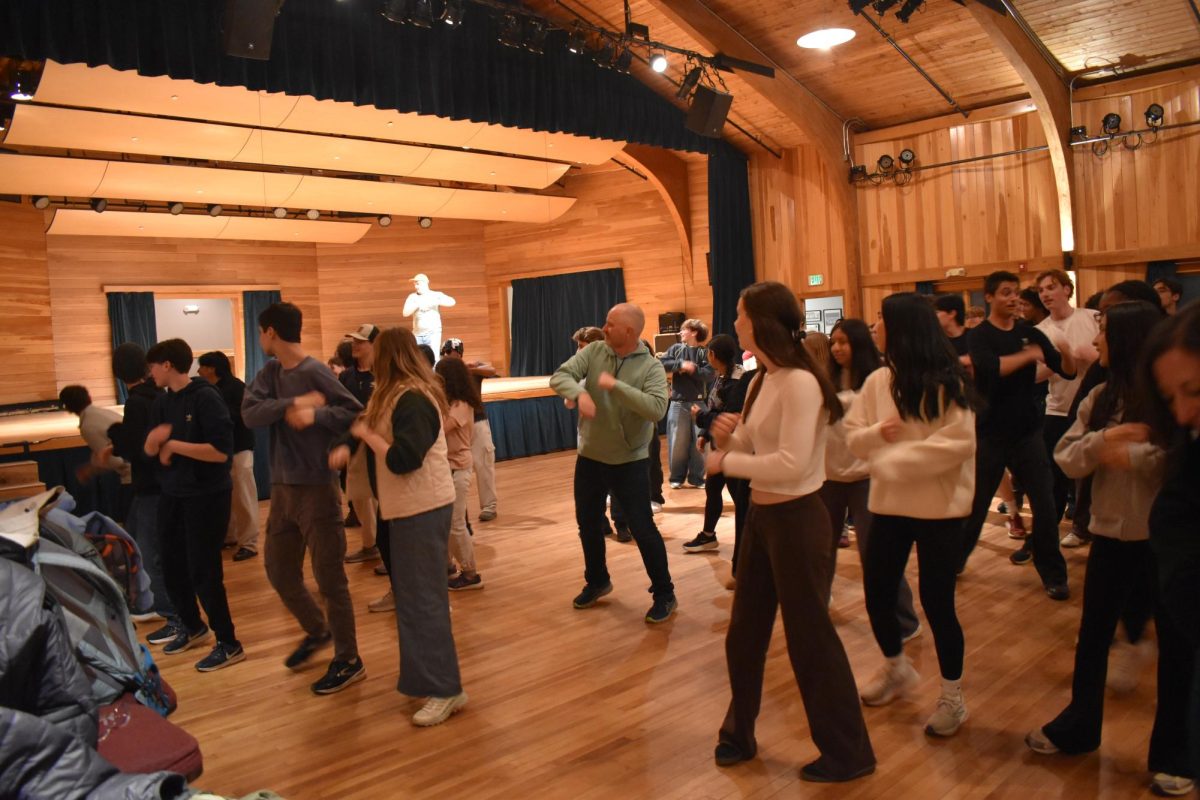 Students and teachers dancing at New England Music Camp.