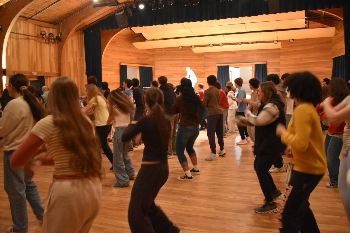 Students and teachers dancing at New England Music Camp.