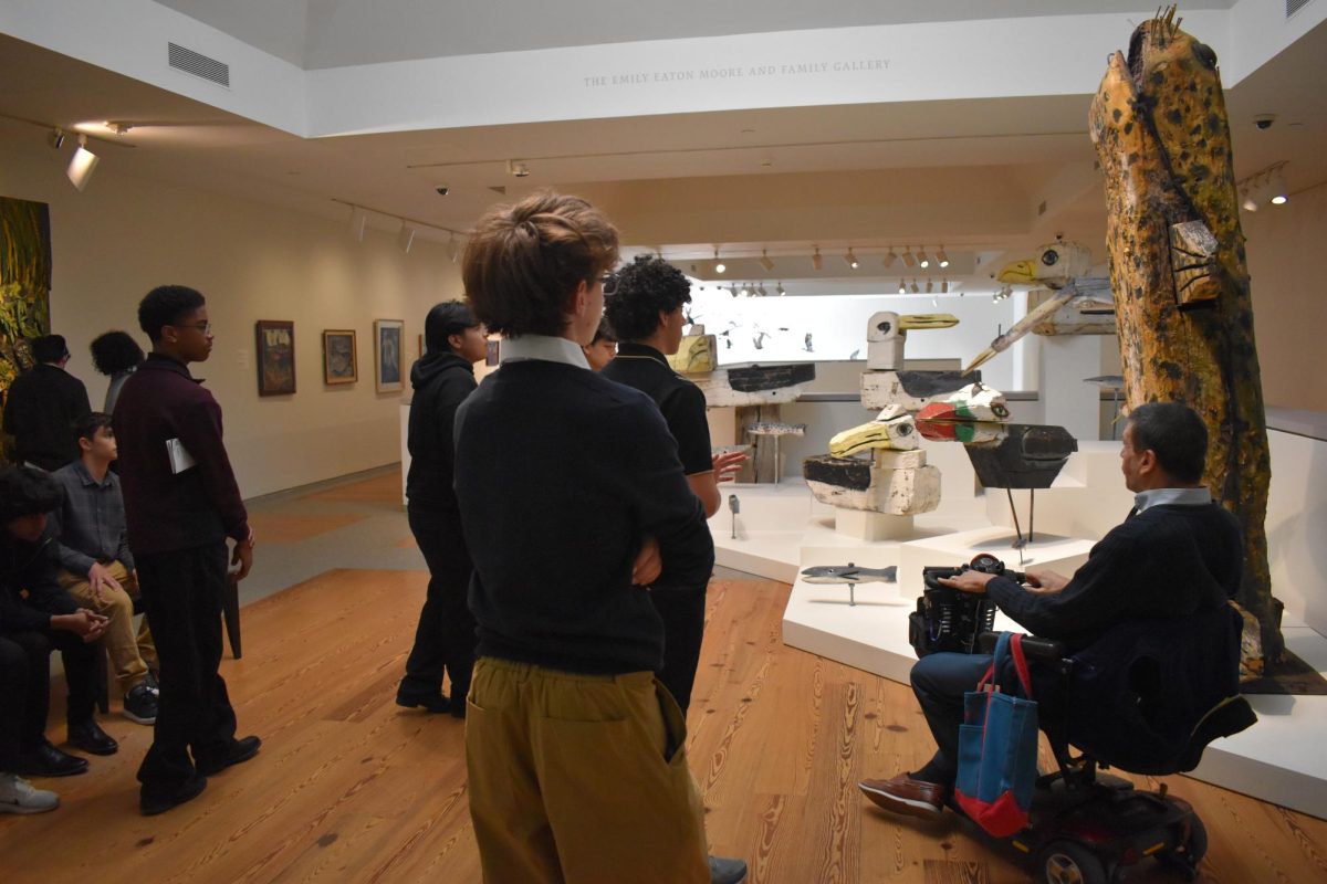 Students admiring works at the Portland Museum of Art.