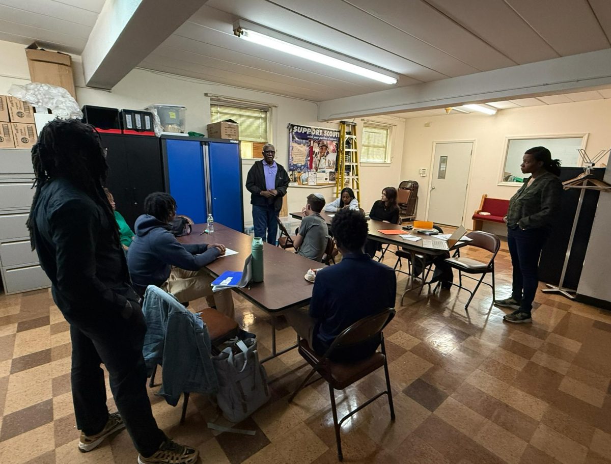 Tommy Bouyer(farthest middle) speaking to Youth at a Building Bridges meeting May 4 2026 White Plains, New York, U.S